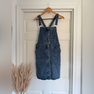 RVCA Denim Overall Dress, Blue, Size Large